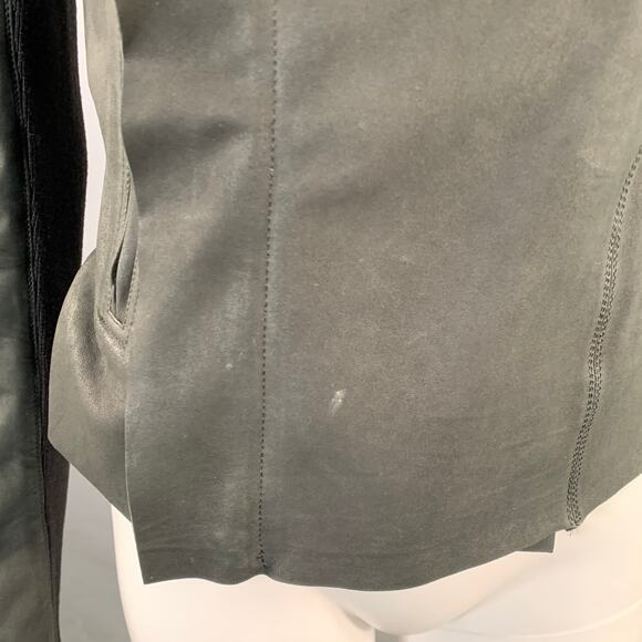 RICK OWENS Size 8 Black Lambskin Leather Biker Jacket - Picture 7 of 14